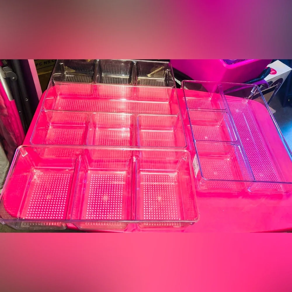 Set of 3 drawers organizer Seethrough sturdy glossy plastic Organizer Tray